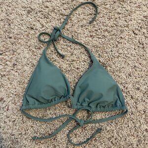 Shade & Shore Sage Green Triangle Bikini Top With Adjustable Ties Small Nylon